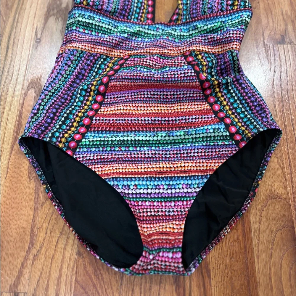 Gottex Nefertiti Multi One Piece Swimsuit with a halter sz 12 - Picture 4 of 9